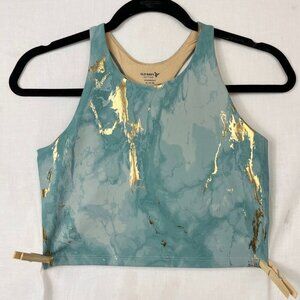 Old Navy High Neck Marble Gold‎ Sports Bra Womens M Goddess Luxe Gym Athleisure